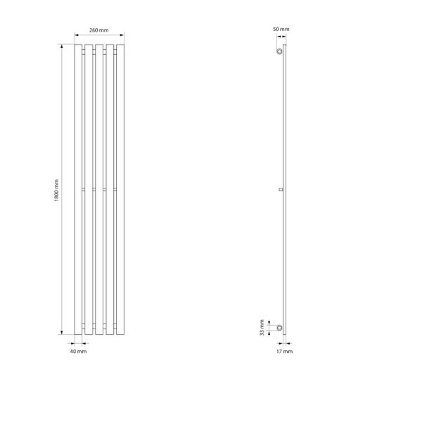 ECD Germany Design Paneelheizkörper Stella Mittelanschluss 260 x 1800 mm Weiß mit Anschlussgarnitur inkl. Thermostat Eck Wand, Flach, Einlagig, Vertikal, Heizkörper Badheizkörper Bad Heizung