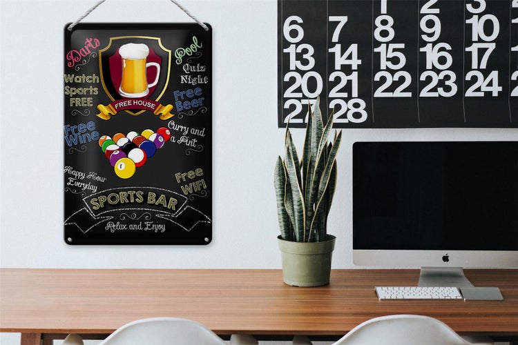 Blechschild Spruch 20x30cm sports bar Beer Bier relax enjoy