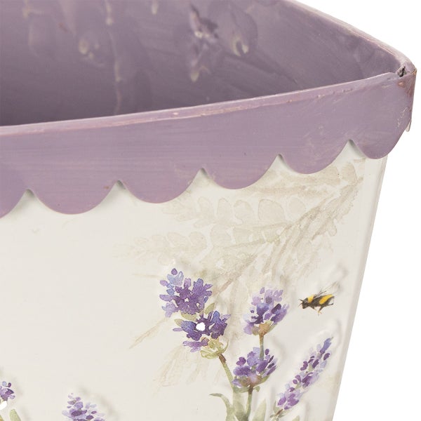 Blumentopf mit Lavendel- und Bienenmuster