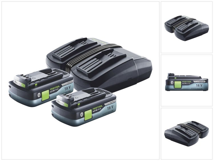 Festool Energie Set TCL 6 DUO Doppel Schnellladegerät 10,8 V - 18 V ( 577017 ) + 2x BP 18 Li 4,0Ah HPC-ASI Akkupack HighPower ( 2x 205034 )