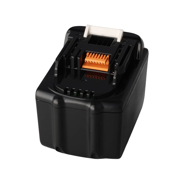 Schwarzer Ersatzakku aus Kunststoff für Elektrowerkzeuge mit Schiebeaufnahme.