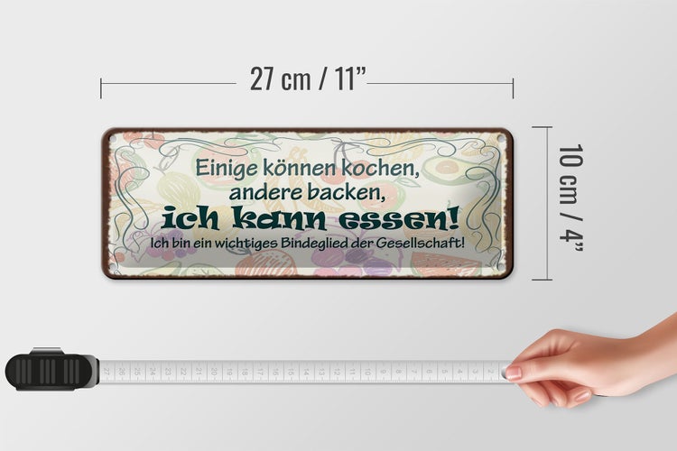Blechschild Spruch 27x10cm einige können kochen backen ich Dekoration