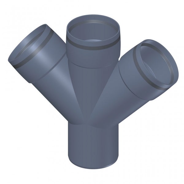 HT-Doppelabzweig 45 Grad aus Kunststoff für Abwasserleitungen.
