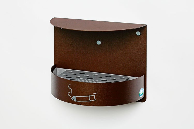 PROREGAL Wandascher Mit Schutzdach Verschließbar 1,5 Liter HxBxT 23 x 30 x 15 cm Verzinkter Stahl Braun