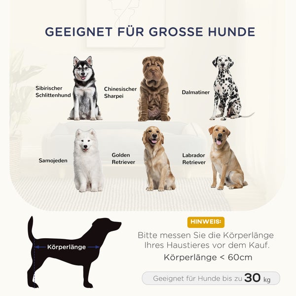 PawHut Hundesofa, Haustiersofa mit Kissen, Hundebett mit Erhöhtem Design, Katzensofa, Hundecouch, Hundesessel mit Holzbeine, Polyester, Dunkelblau, 96 x 66 x 24 cm