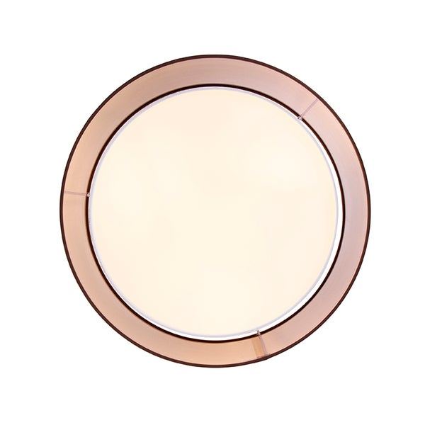 Runde Deckenleuchte mit flachem Design, breitem Außenring und zentraler Lichtaustrittsfläche.