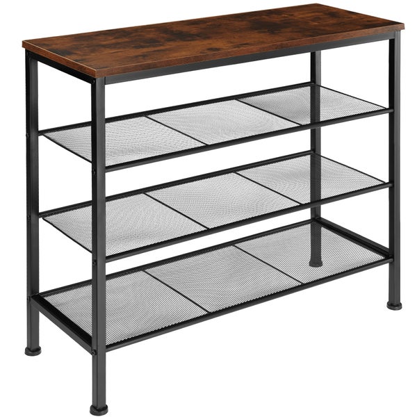 Schuhregal tectake Newport 80,5 x 30,5 x 72,5 cm Industrial Style Industrial Holz dunkel, rustikal