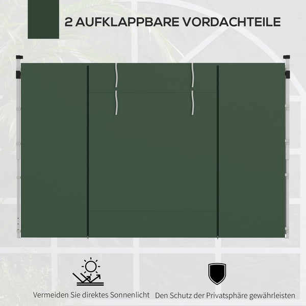 Outsunny 2er-Set Seitenteile für Pavillon 3x3/3x6 m, Seitenwand mit Fenster und Klettverschluss, wasserdicht Seitenwände aus Oxfordstoff, als Windschutz und Sichtschutz für Partyzelt, Grün