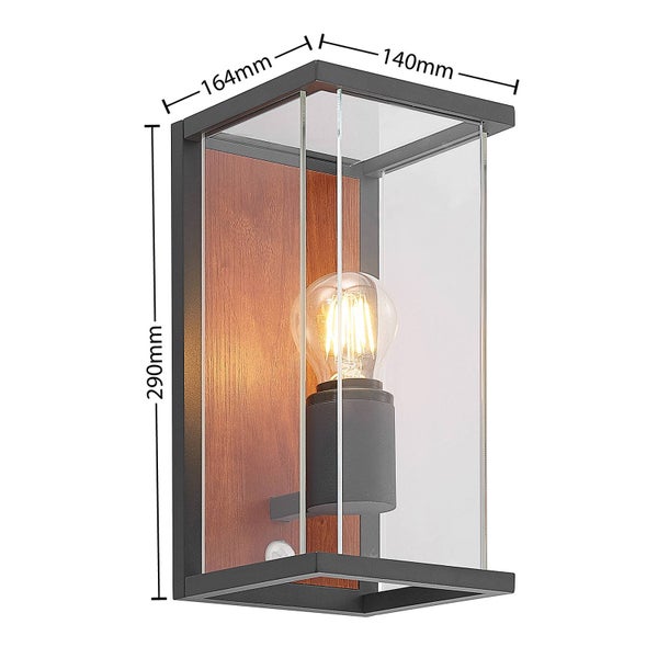Lucande Wandleuchte außen Elwin mit Bewegungsmelder (spritzwassergeschützt (Modern) in Schwarz aus Aluminium (1 flammig, E27) - Wandlampe für Außenwand/Hauswand Haus Terrasse und Balkon