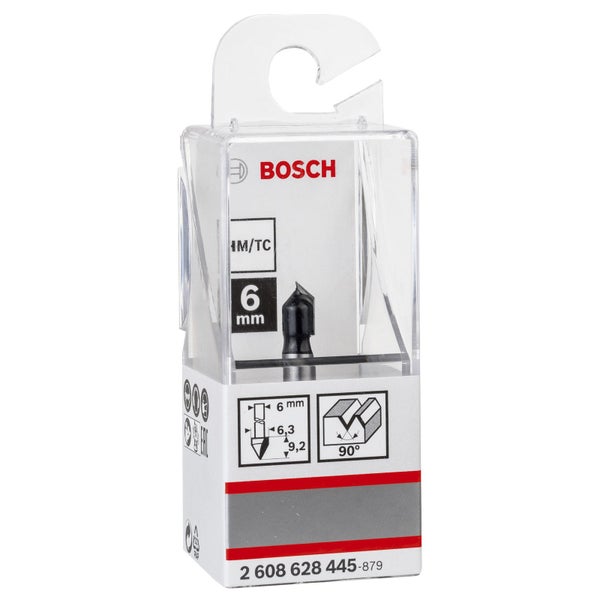 Bosch V-Nutfräser Standard for Wood V-Groove Bits 6 mm D 6,35 mm L 9,2 mm G 48 mm 90° - 2608628445