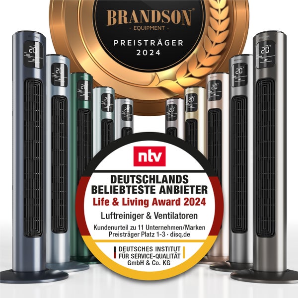 Brandson Turmventilator mit DC-Motor & Fernbedienung, Ventilator, 12 Geschwindigkeiten, ECO Modus, Standventilator mit Timerfunktion, 4 Betriebsmodi