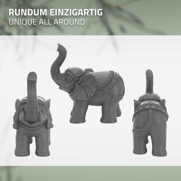 ML-Design Deko Figur Elefant Grau 36x19x39 cm, Orientalische Finish, witterungsbeständig, für Innen & Außen, Glückselefant Statue als Geschenk, Feng Shui Skulptur, Reichtum Figur, Gartendeko Raumdeko