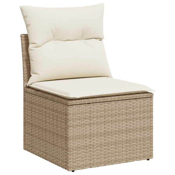 Gartensofa ohne Armlehnen mit Kissen Beige Poly Rattan