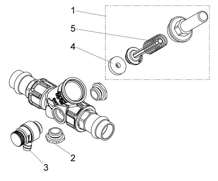 Explosionszeichnung einer Armatur mit nummerierten Einzelteilen zur Identifizierung von Ersatzteilen.