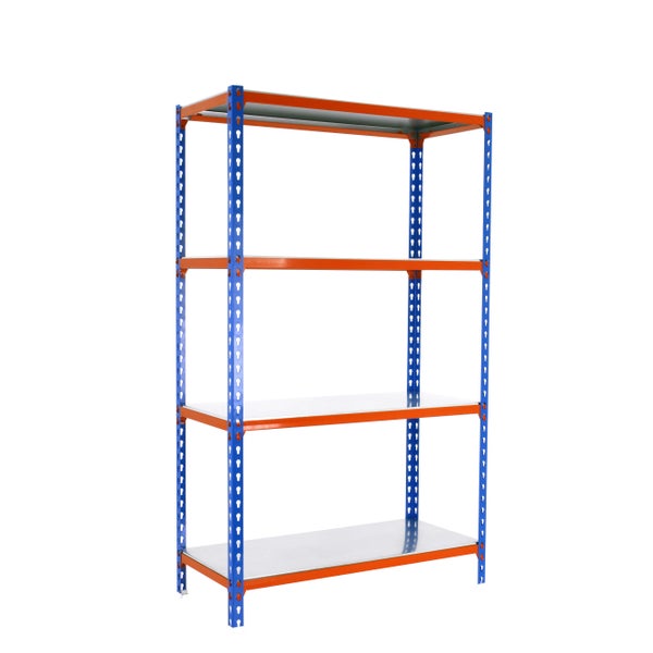 PROREGAL Schwerlastregal Mid Metal Shark HxBxT 150 x 120 x 40 cm Fachlast 200 kg Blau-Orange