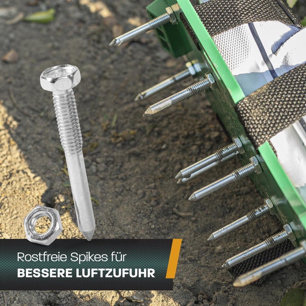 Hinrichs Rasenlüfterschuhe mit 6 Klemmriemen und 26 rostfreien Dornen