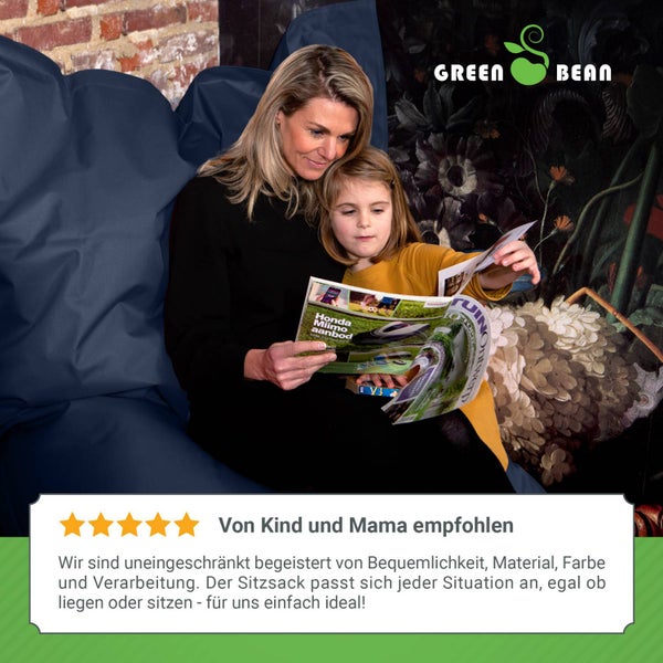 Green Bean Indoor Sitzsack XXL 140x180cm 380 Liter Kinder & Erwachsene Bean Bag EPS Perlen Füllung Riesensitzsack Groß Liegekissen Sitzkissen - Navy Dunkelblau