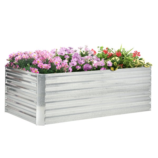 Outsunny Hochbeet aus Stahl, Pflanzbeet Frühbeet Gartenbeet Blumenkasten steckbar, Pflanzkasten Pflanzkübel 180x90x60cm für Garten Balkon Terrasse, Gemüsebeet für Blumen, Pflanzen, Obst
