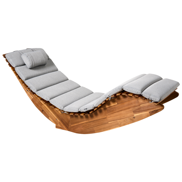 Sonnenliege mit Kissen BRESCIA PREMIUM Akazienholz Grau