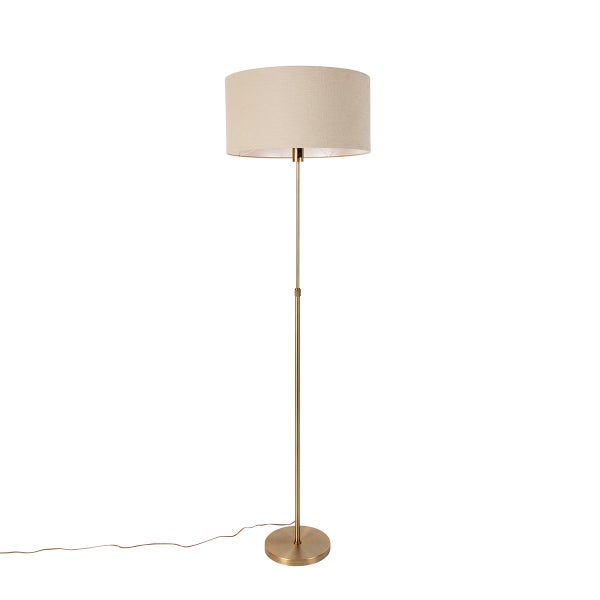 QAZQA - Design Stehlampe verstellbar bronze mit Schirm hellbraun 50 cm - Parte I Wohnzimmer I Schlafzimmer - Stahl Rund - LED geeignet E27