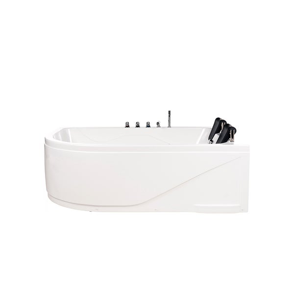 Home Deluxe - Whirlpool - BLUE OCEAN XL Links, Weiß, Maße: 180 x 120 x 65 cm - inkl. Nackenkissen, Armaturen und Whirlpoolpumpe I Whirlpool für 2 Personen, Indoor SPA, Eckbadewanne