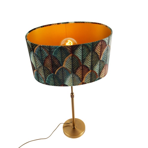 Tischleuchte mit Blattmuster und Lampenfuss