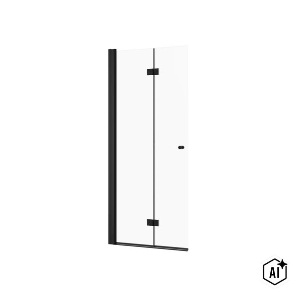 Duschfalttür mit transparentem Glas und Wandprofil