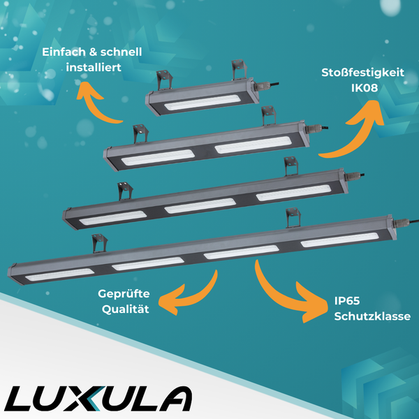 LUXULA LED Hallenstrahler 200W Highbay 25000lm 5000K Neutralweiß Linearer Hallenstrahler IP65
