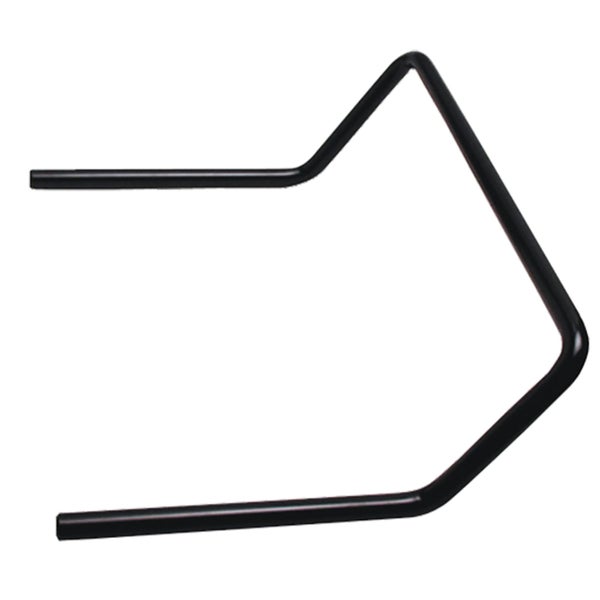 Schwarzer Drahtbügel aus Metall in spitzer Form mit zwei parallelen Enden.