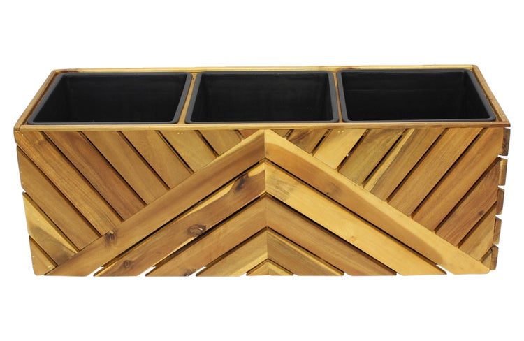 FRANK FLECHTWAREN|Pflanzkasten Recycling Wood, 82 x 29 x 29 cm, Einsatz 26 x 26 x 24 cm, HOLZ, KUNSTSTOFF