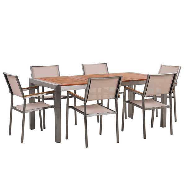 Gartenmöbel Set 6-Sitzer GROSSETO Eukalyptusholz Braun / Beige
