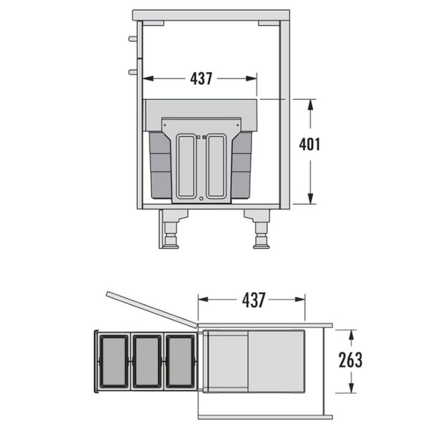 Zeichnung eines Badezimmerschranks mit Maßangaben