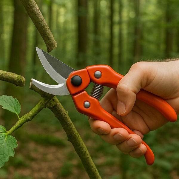 Gartenschere schneidet Ast