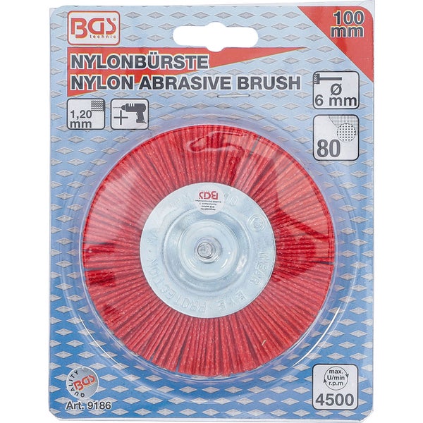 BGS Nylonbürste 100 mm 6 mm Schaft - 9186