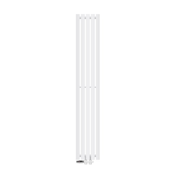ECD Germany Design Paneelheizkörper Stella Mittelanschluss 260 x 1600 mm Weiß mit Anschlussgarnitur inkl. Thermostat Durchgang Boden, Flach Einlagig Vertikal, Heizkörper Badheizkörper Bad Heizung