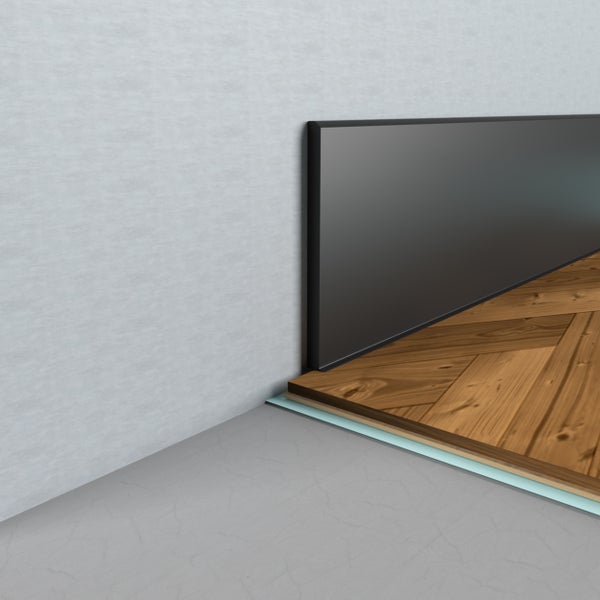 Raumecke mit Wand, Boden und Laminatbodenaufbau