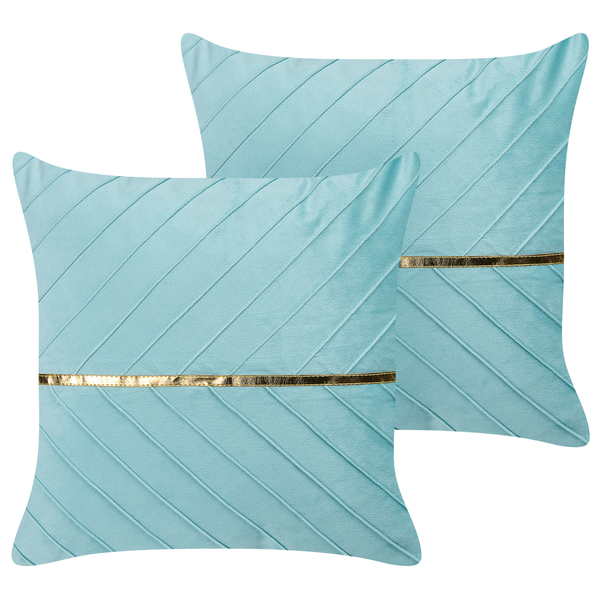 Dekokissen 2er Set CONEFLOWER 45 x 45 cm Hellblau Streifenmuster