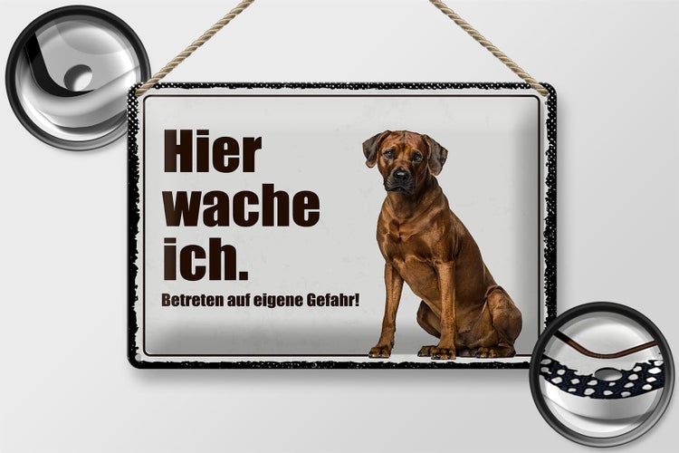Blechschild Spruch 30x20cm Rodhesian Ridgeback hier wache ich