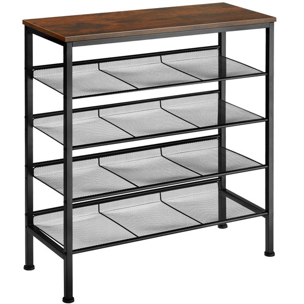 Schuhregal tectake Bournemouth 75,5 x 30,5 x 85,5 cm Industrial Style Industrial Holz dunkel, rustikal