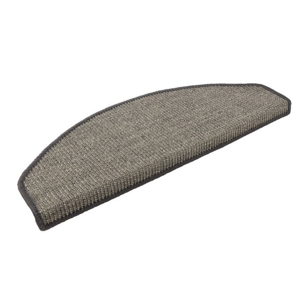 FLOORDIREKT Premium Sisal-Stufenmatte - Umkettelt & Selbstklebend - Halbrund - Grau - 23,5 x 65 cm