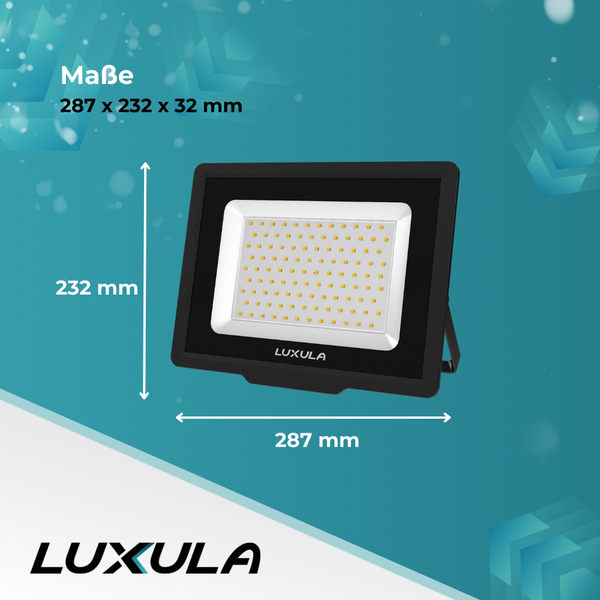 LUXULA LED Fluter Leistungsstarkes 100W Flutlicht mit 10000lm IP65 Außenstrahler Robust
