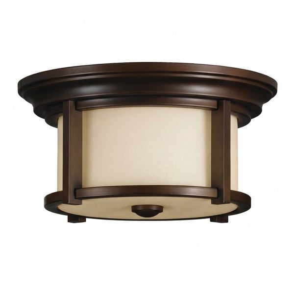 Deckenleuchte aus Stoff und Holz