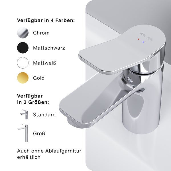 AM.PM Waschtischarmatur mit Einhebelmischer mit Klick-Ablaufgarnitur FXA82100 X-Joy
