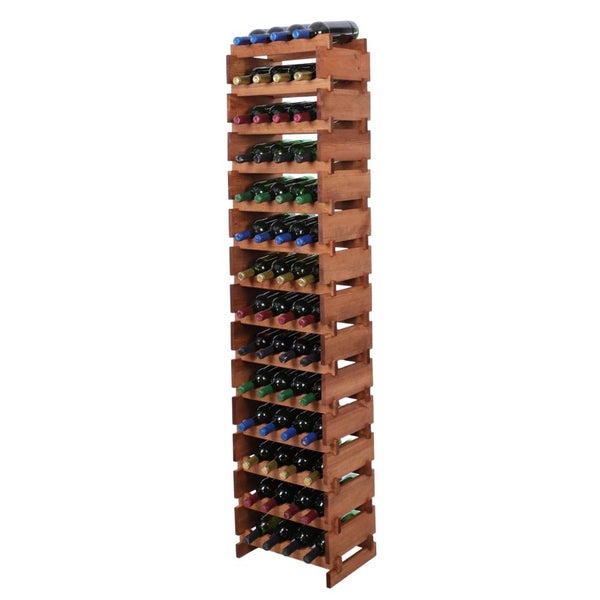 Weinregal VINOTECA FLEX PRO HxBxT 191x46x28cm 56 Flaschen auf 14 Ebenen Massives Kiefernholz Braun geölt