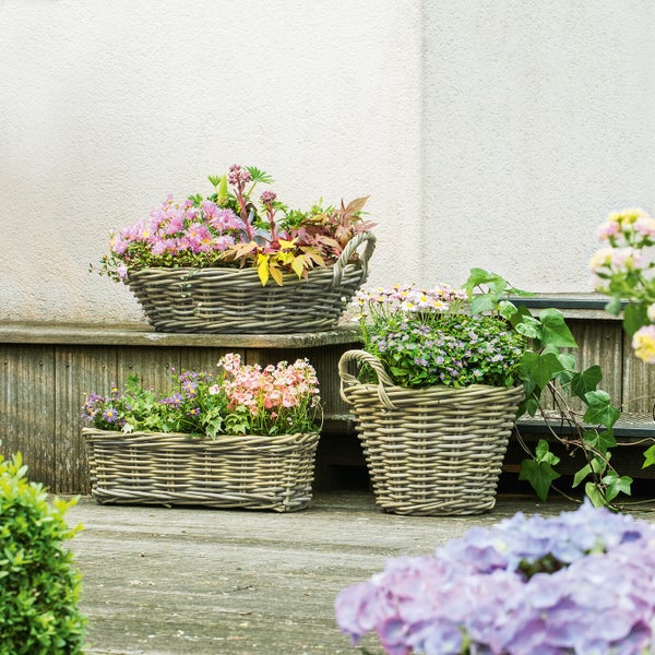 FRANK FLECHTWAREN | Pflanzkasten Rattan, klein, RATTAN, ca. 46 x 16 x 15 cm