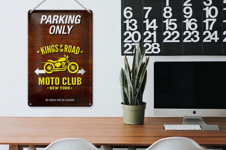 Blechschild Spruch 20x30cm parking only moto club new york