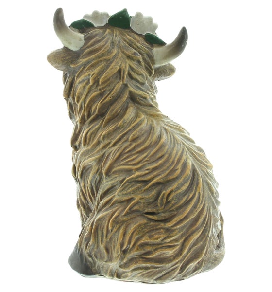 FRANK FLECHTWAREN|Dekofigur Stier mit Blumenkranz, 12 x 14 x 20 cm, POLYRESIN