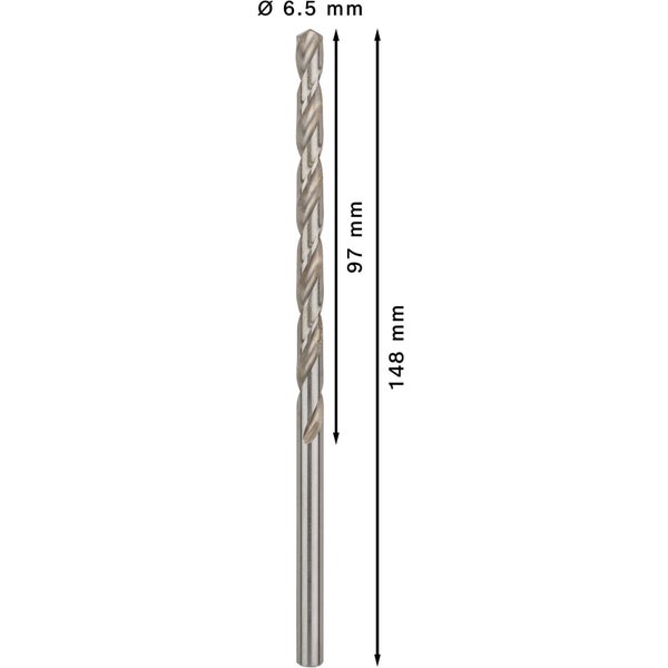 Metallbohrer mit einem Durchmesser von 6,5 mm und einer Länge von 148 mm
