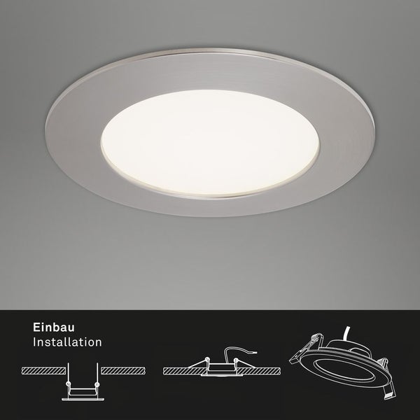 LED Einbauleuchte Einbaulampe 3er Set 4000K IP44 8W silber Kunststoff Briloner