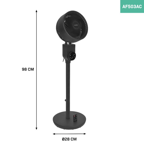 VONROC Hochwertiger Standventilator - 98cm - Bodenventilator - Sehr leise - Inklusive Fernbedienung - 3 Geschwindigkeitsstufen - Schwenkfunktion - Um 180° neigbar - Schwarz